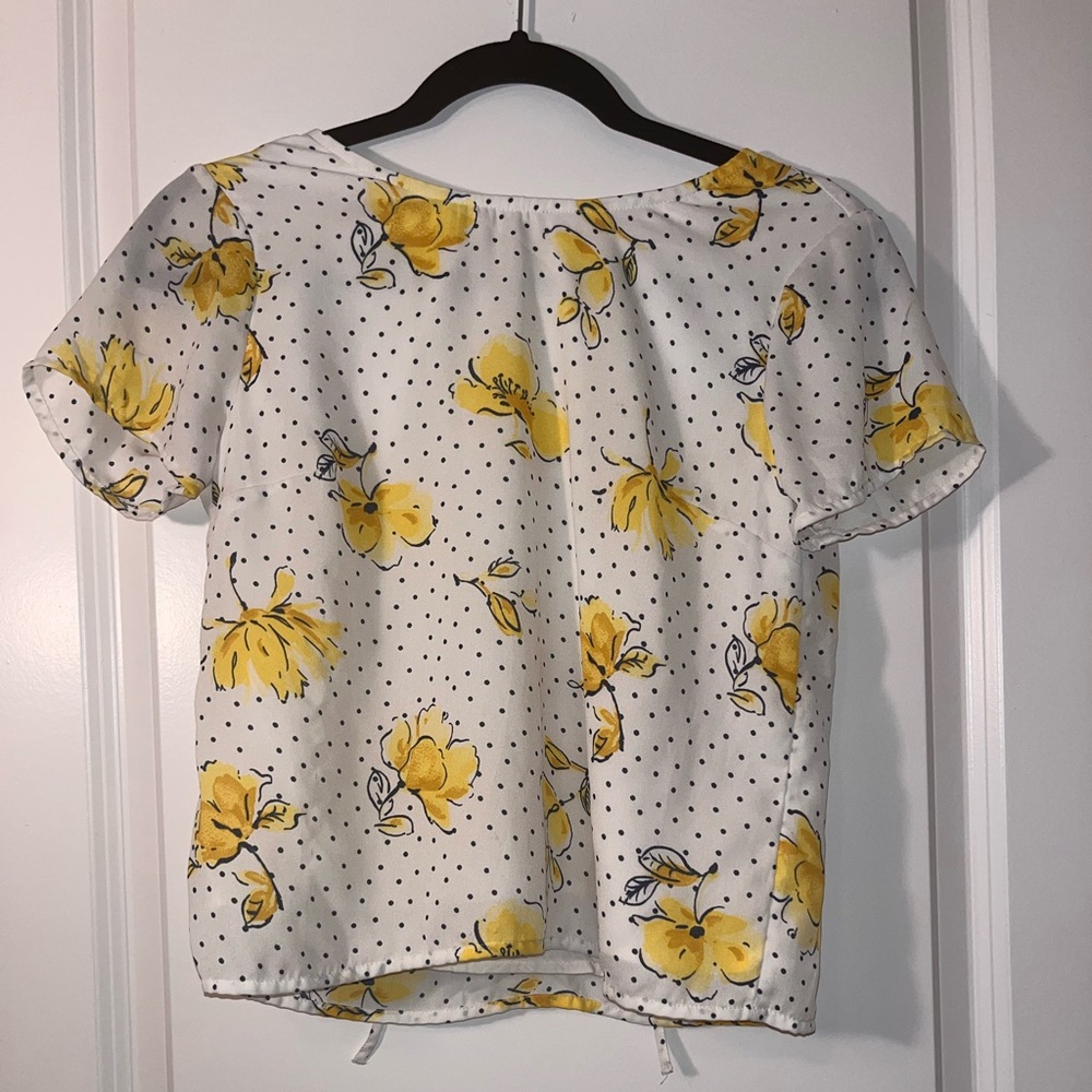 Abercombie & Fitch Polka Dot Yellow Flower Shirt Sz XS